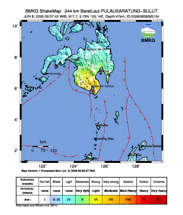 Peta guncangan gempa bumi