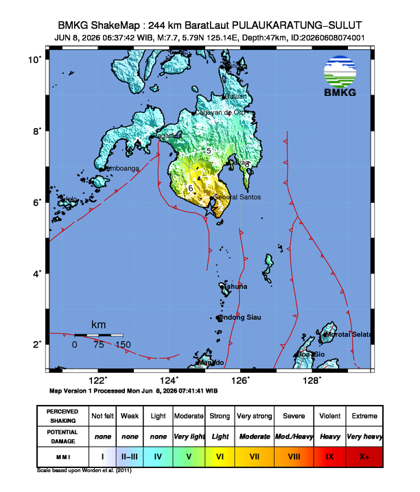 Peta guncangan gempa bumi