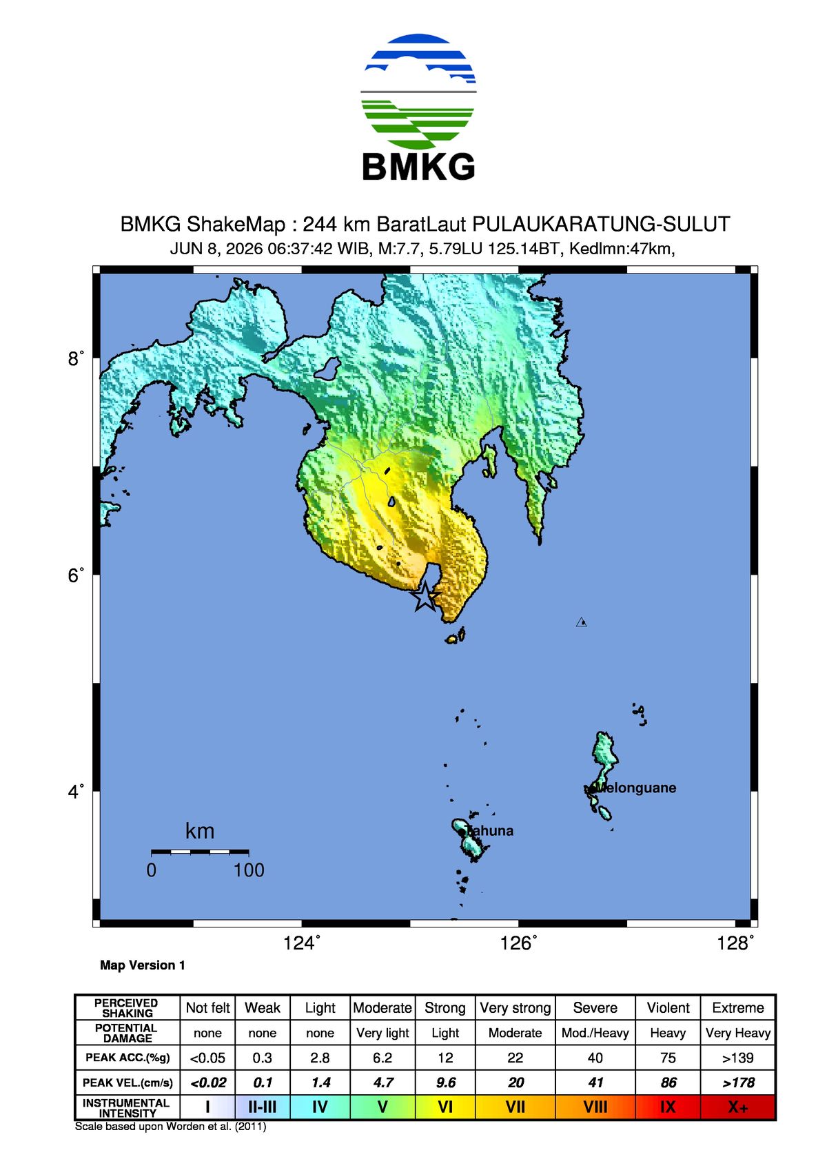 Peta guncangan gempa bumi