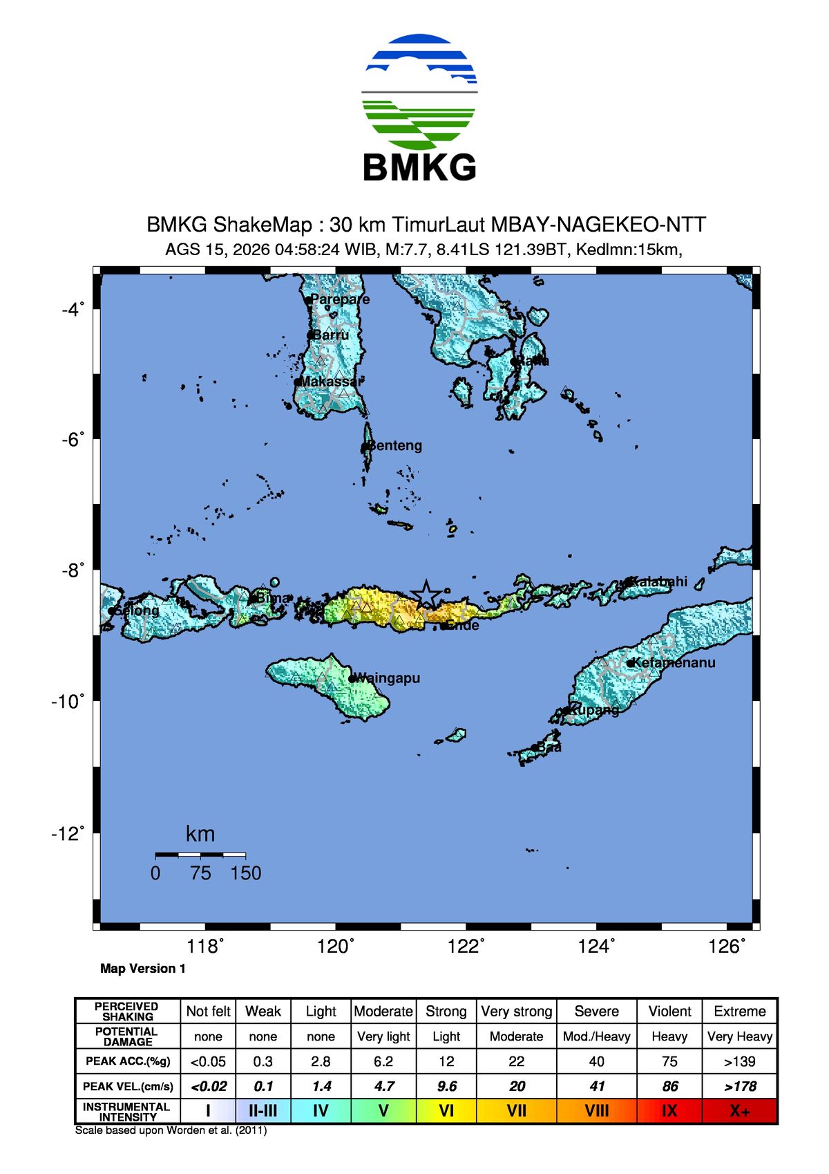 Peta guncangan gempa bumi