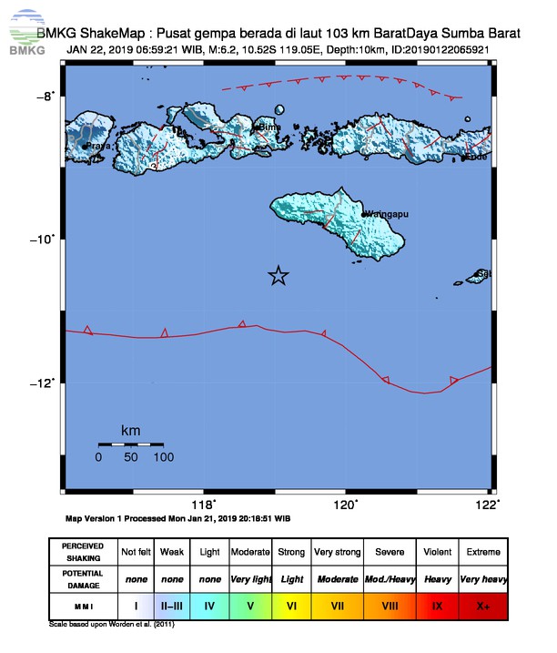 Gempabumi Tektonik M 6,2 Mengguncang Kabupaten Sumba Barat, Tidak Berpotensi Tsunami