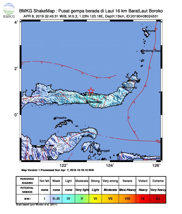 Gempabumi Tektonik M 5,3 Mengguncang Kabupaten Bolaang Mongondow Utara, Tidak Berpotensi Tsunami