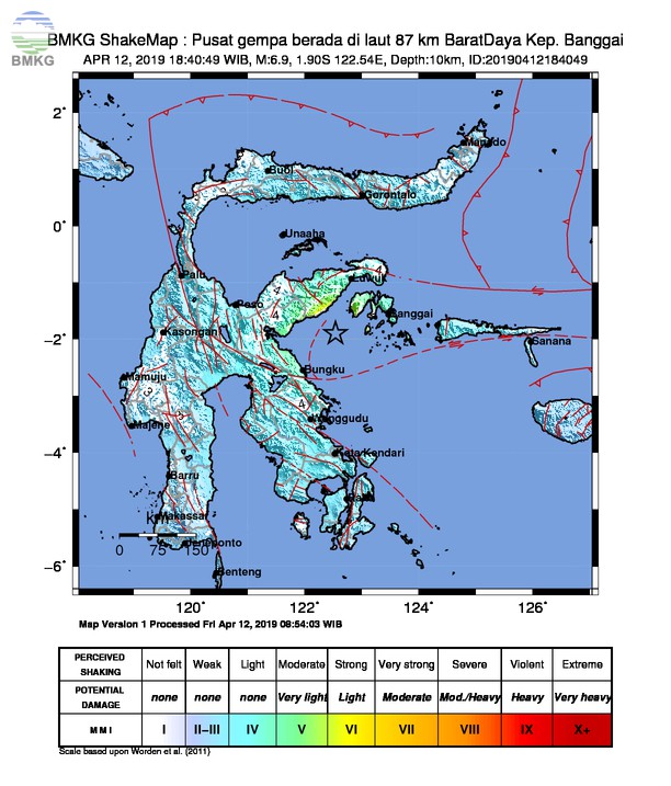 Gempabumi Tektonik M 6,9 Mengguncang Kabupaten Morowali dan Kepulauan Banggai, Berpotensi Tsunami
