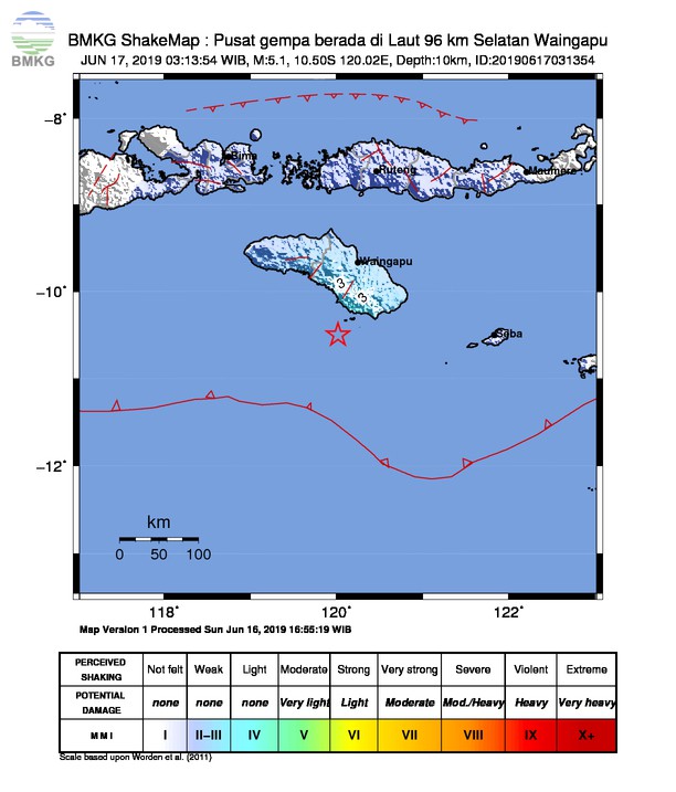 Gempabumi Tektonik M 5,1 Mengguncang Kabupaten Sumba Timur, Tidak Berpotensi Tsunami