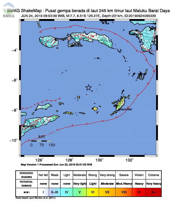 Gempabumi Tektonik M 7,7 Mengguncang Kabupaten Maluku Tenggara Barat, Tidak Berpotensi Tsunami