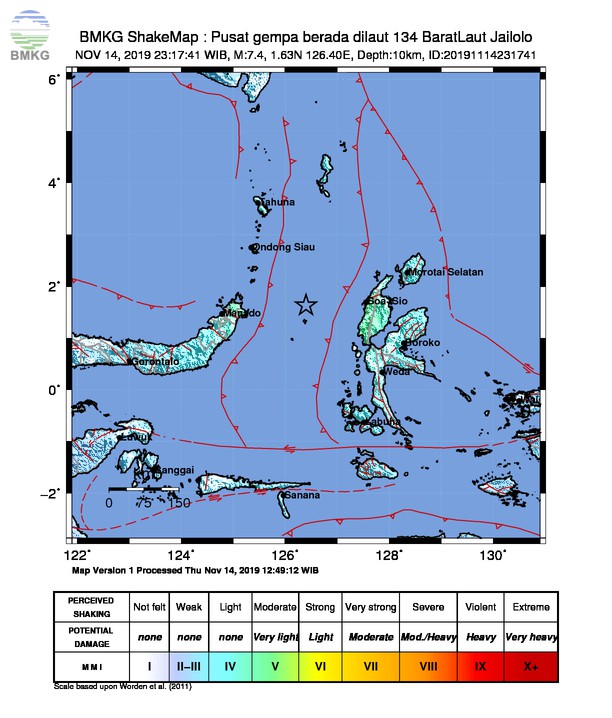 Peringatan Dini Tsunami Akibat Gempabumi Tektonik M 7,4 di Maluku Utara Diakhiri