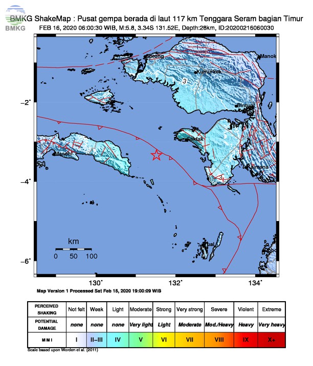 Gempabumi Tektonik M 5,8 di Seram Timur, Tidak Berpotensi Tsunami