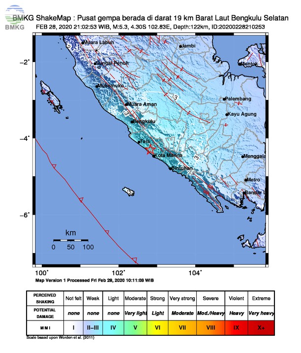 Gempabumi Tektonik M 5,3 di Bengkulu, Tidak Berpotensi Tsunami