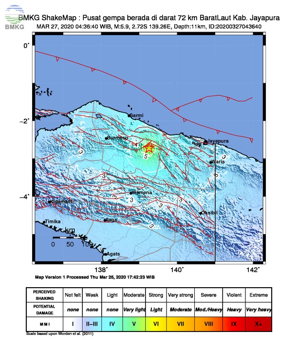 Gempabumi Tektonik M 5,9 Mengguncang Sarmi, Tidak Berpotensi Tsunami