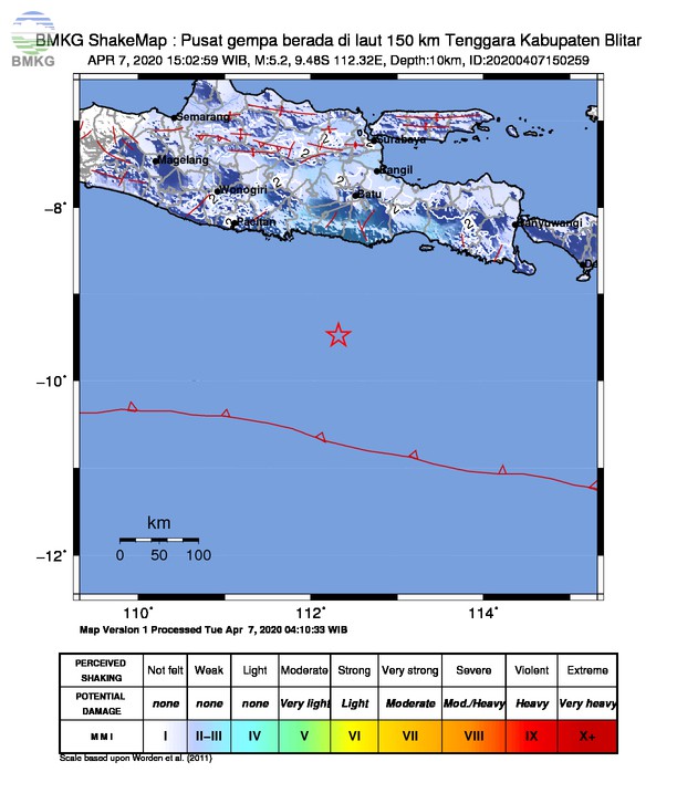 Gempabumi Tektonik M 5,2 di Samudra Hindia Selatan Jawa, Tidak Berpotensi Tsunami