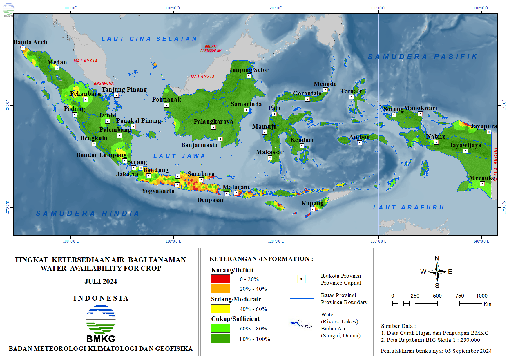 Tingkat Ketersediaan Air Bagi Tanaman - Juli 2024