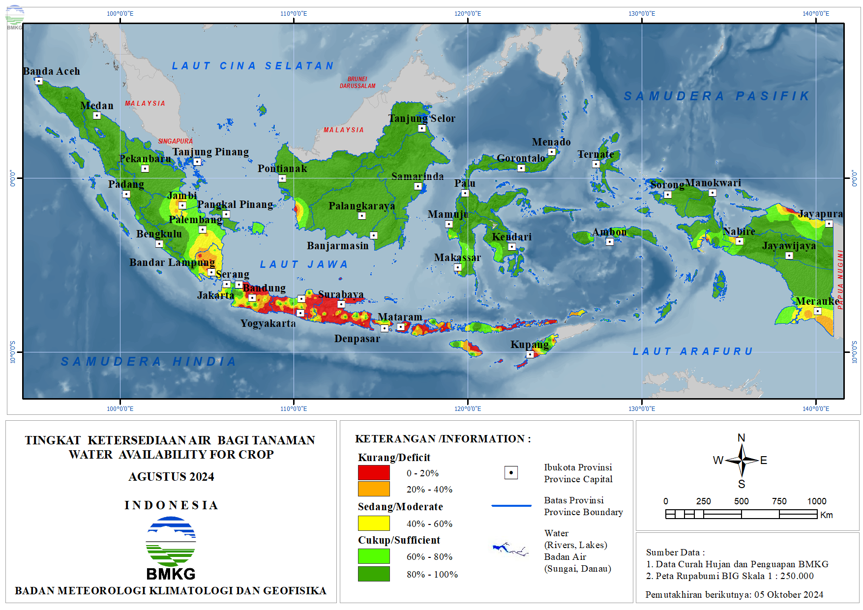 Tingkat Ketersediaan Air Bagi Tanaman - Agustus 2024