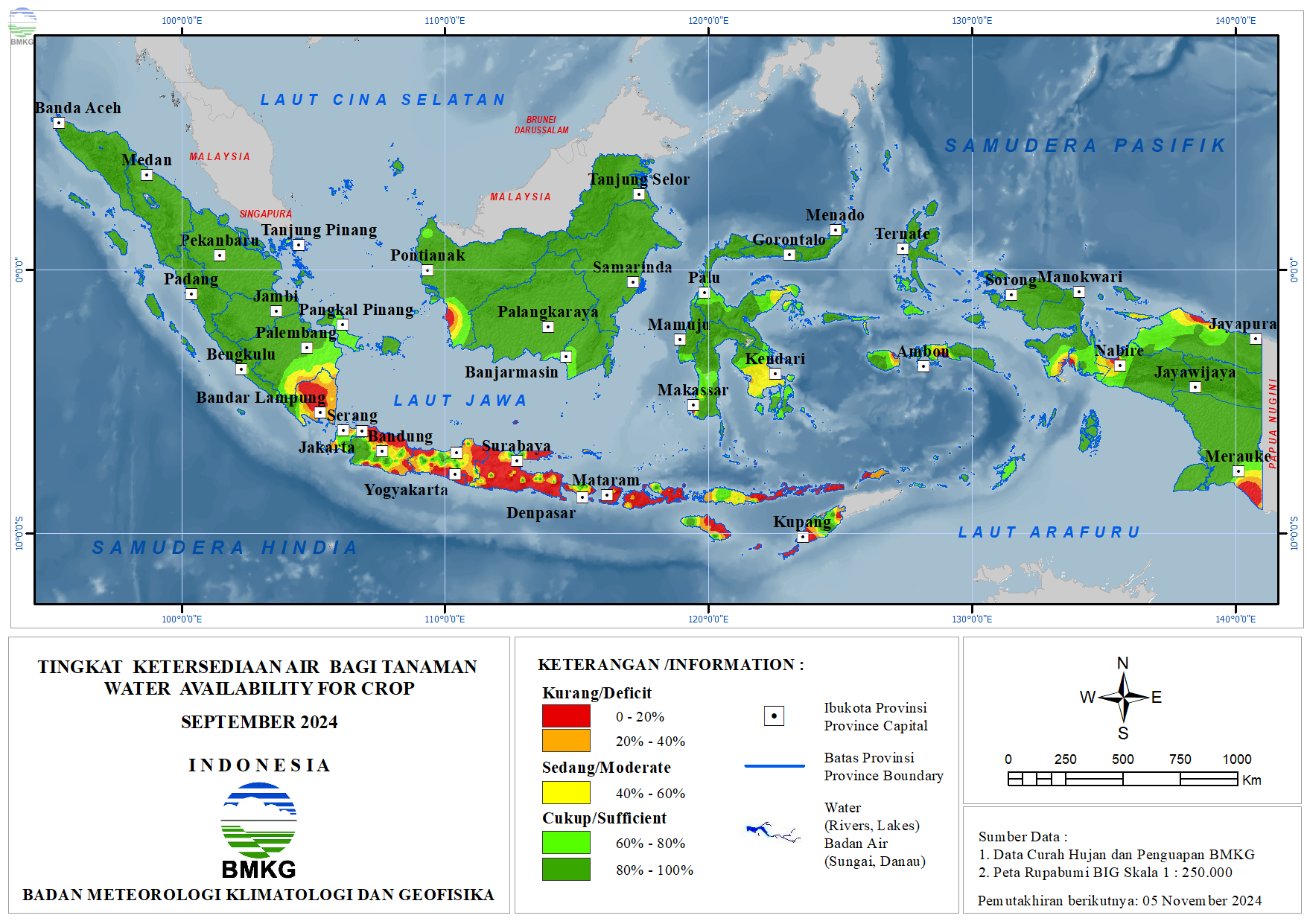 Tingkat Ketersediaan Air Bagi Tanaman - September 2024