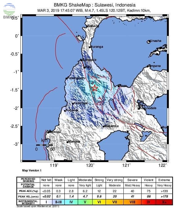 Gempabumi Tektonik M 5,1 Mengguncang Donggala, Palu, Sigi, dan Poso Tidak Berpotensi Tsunami