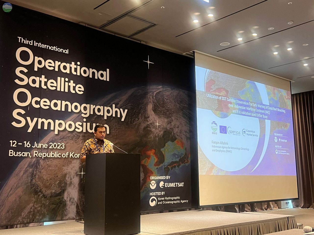 BMKG Berikan Paparan Pemanfaatan metode Derajat Panas Mingguan Air Laut Di Third International Operational Satellite Oceanography Symposium