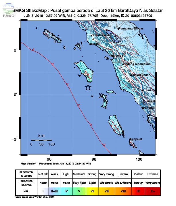 Gempabumi Tektonik M 6,0 Mengguncang Nias Selatan, Tidak Berpotensi Tsunami