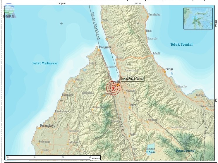 Gempabumi Tektonik M=4.8 Mengguncang Provinsi Sulawesi Tengah 22 September 2018, Tidak Berpotensi Tsunami