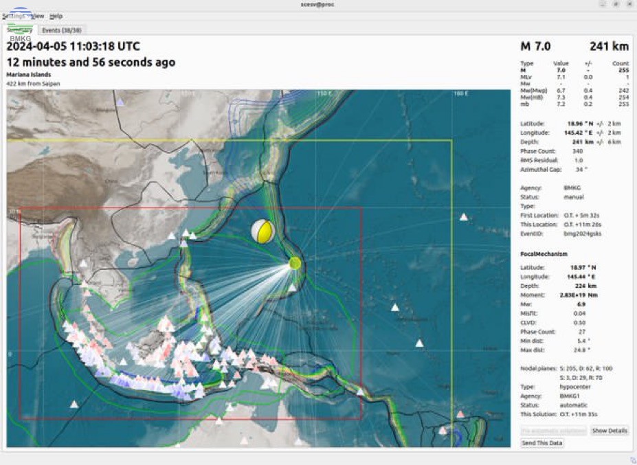 Gempa Kep. Mariana di Pasifik M7,1 Pada 5 April 2024, Tidak Berpotensi Tsunami