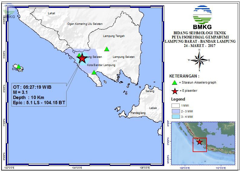 Peta Isoseismal Gempabumi Lampung Barat 24 Maret 2017