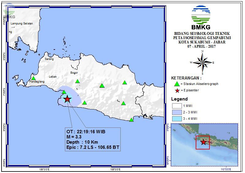 Peta Isoseismal Gempabumi Kota Sukabumi - Jabar 07 April 2017