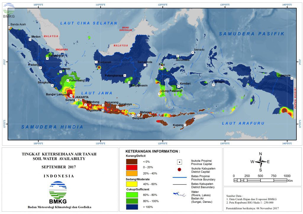 Ketersediaan Air Tanah di Indonesia September 2017 (Update Oktober 2017)