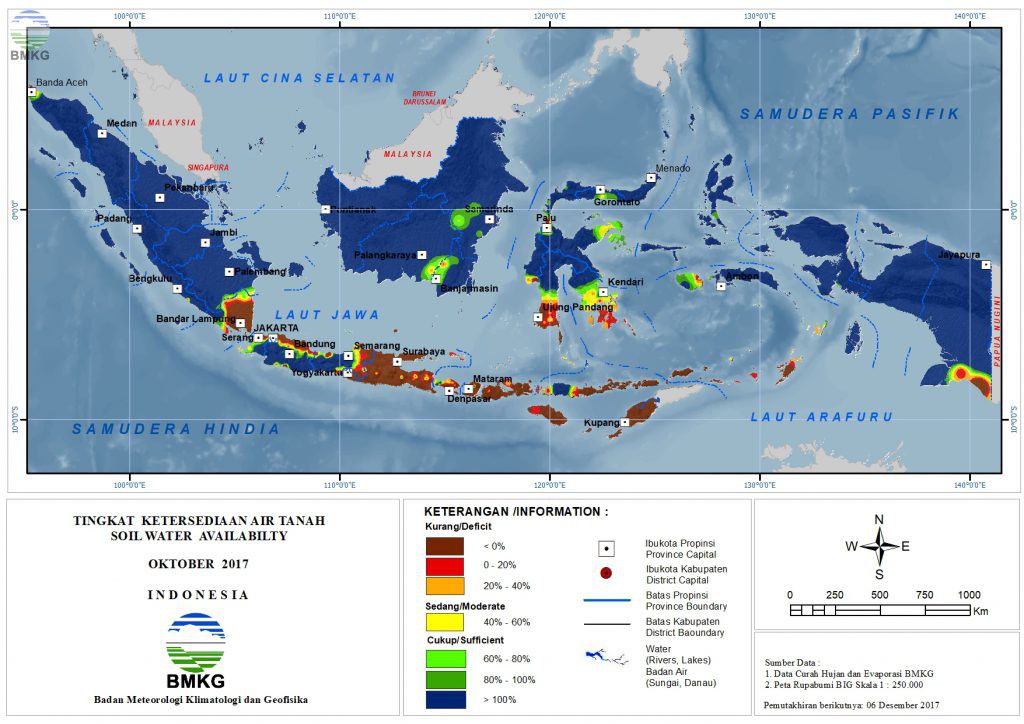 Ketersediaan Air Tanah di Indonesia Oktober 2017 (Update November 2017)