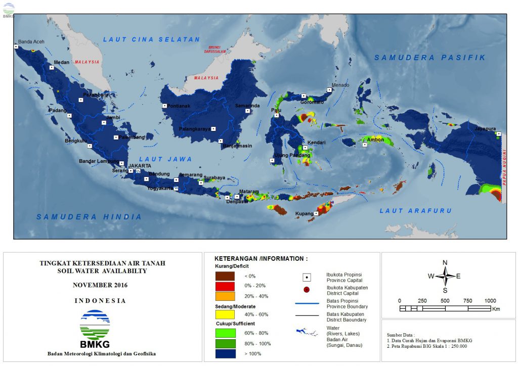 Ketersediaan Air Tanah di Indonesia (Update : November 2016)