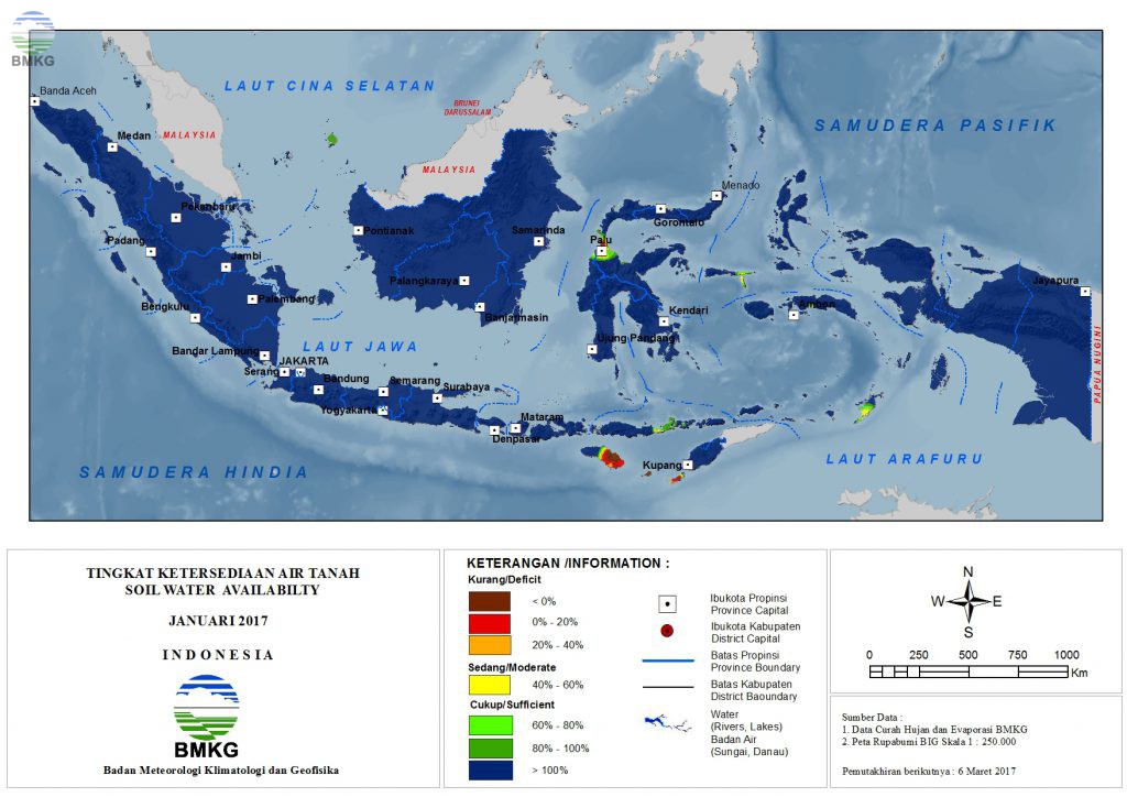 Ketersediaan Air Tanah di Indonesia Januari 2017 (Update : Februari 2017)