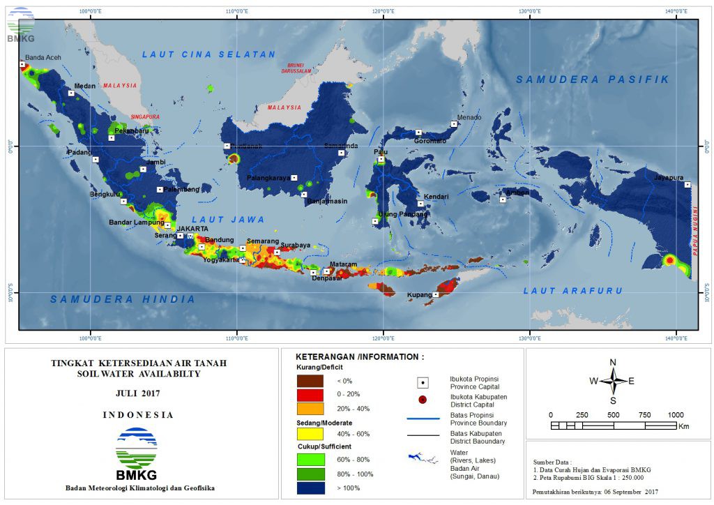 Ketersediaan Air Tanah di Indonesia Juli 2017 (Update Agustus 2017)
