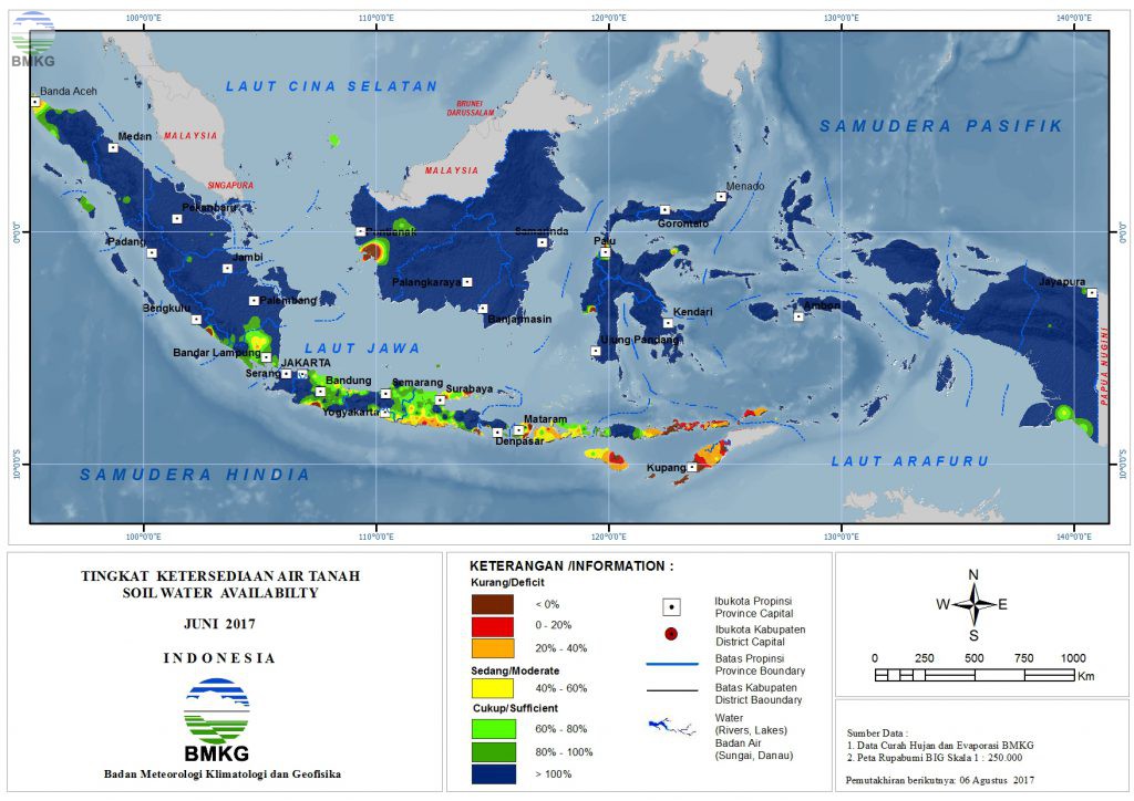 Ketersediaan Air Tanah di Indonesia Juni 2017 (Update Juli 2017)
