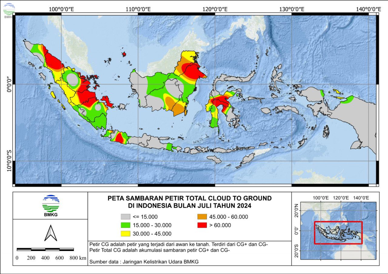 Informasi Sambaran Petir Bulan Juli 2024