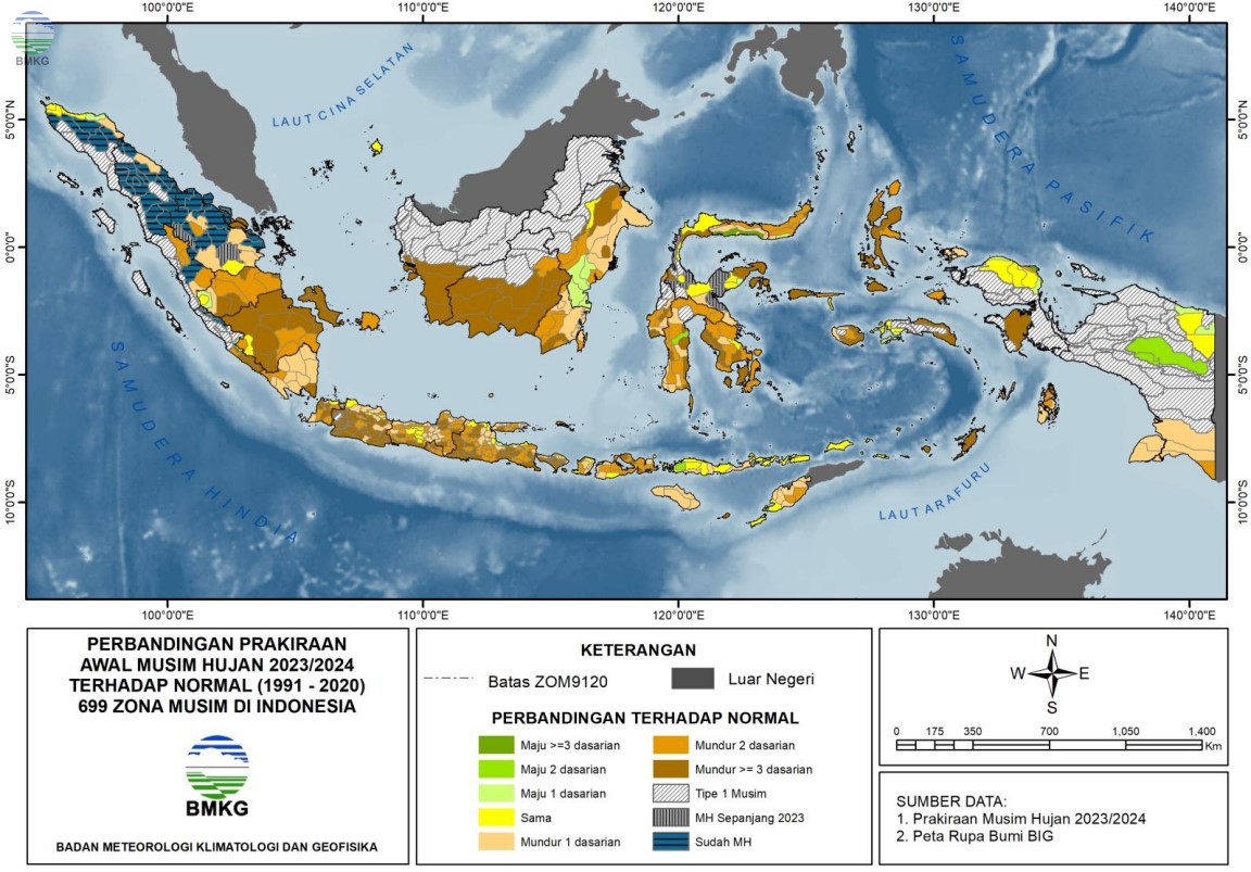 Prakiraan Musim Hujan 2023/2024 di Indonesia