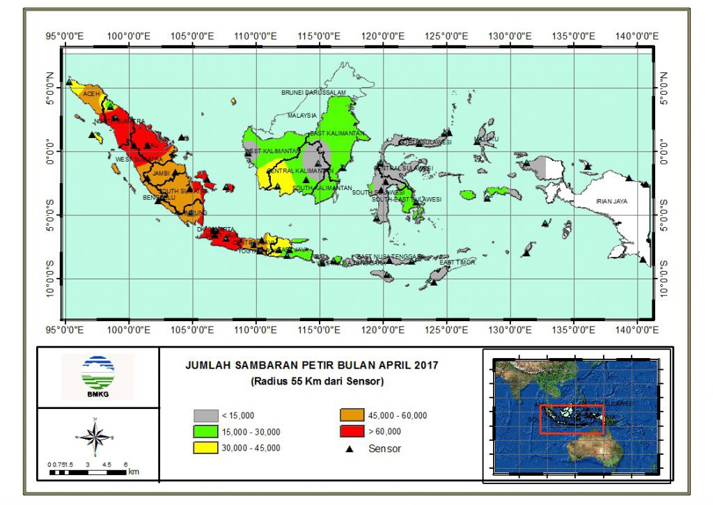 Peta Sambaran Petir Bulan April 2017