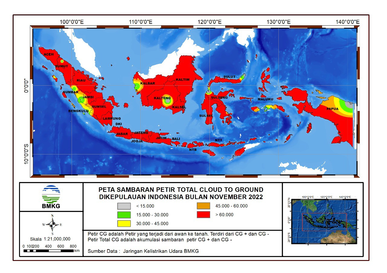 Peta Sambaran Petir Bulan November 2022