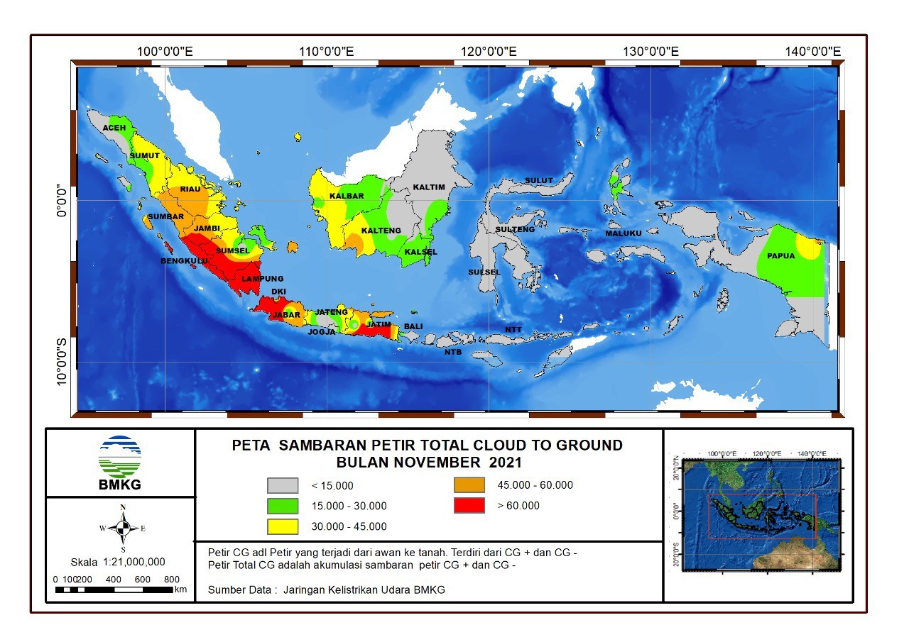 Peta Sambaran Petir Bulan November 2021
