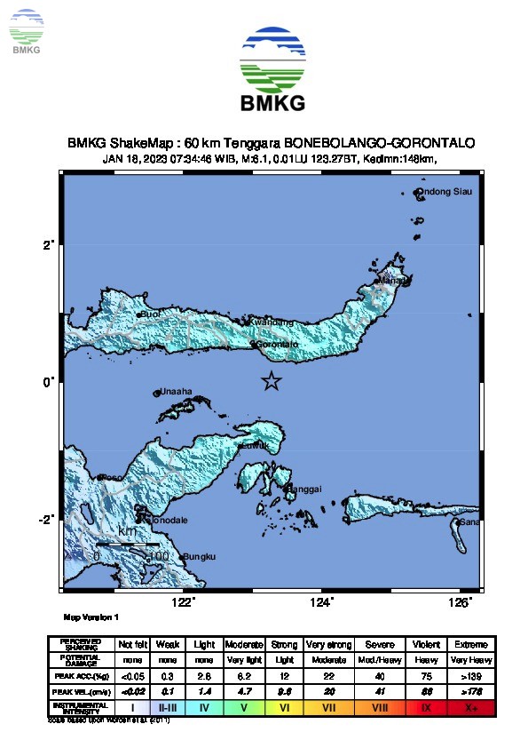 Gempabumi Tektonik M6,3 di Teluk Tomini, Luwuk, Gorontalo, Tidak Berpotensi Tsunami