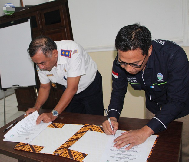 Penandatanganan Perjanjian Kerjasama Stasiun Meteorologi Maritim Tanjung Perak Surabaya dan Kantor Kesyahbandaran Utama Tanjung Perak Surabaya