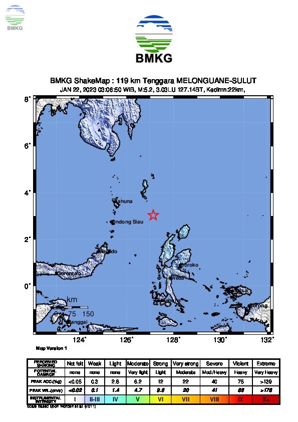 Gempabumi Tektonik M5,2 Di Wilayah Laut Maluku, Tidak Berpotensi Tsunami