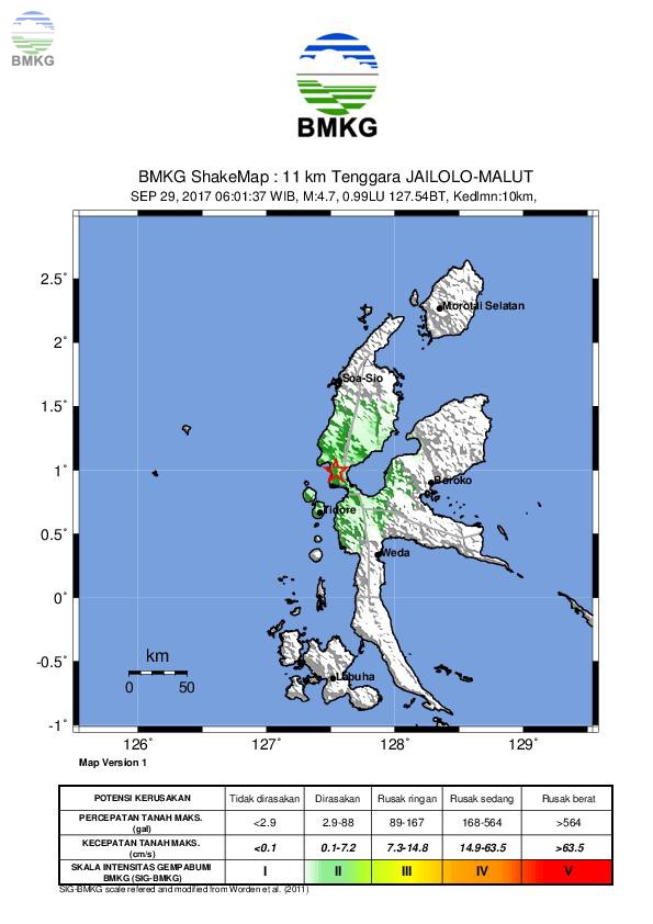 Ulasan Guncangan Tanah Akibat Gempabumi Swarm Halmahera Barat 28-29 September 2017 