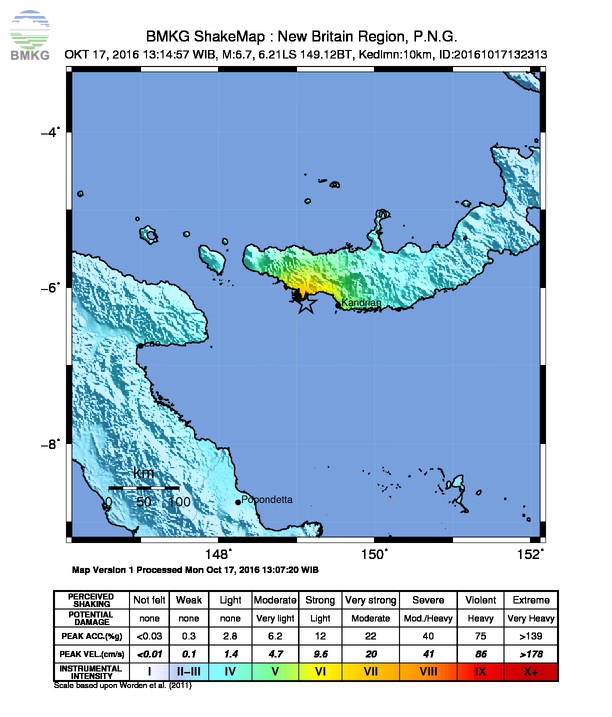 Gempabumi Kuat M=6,5 Guncang Papua Nugini, Tidak Berpotensi Tsunami