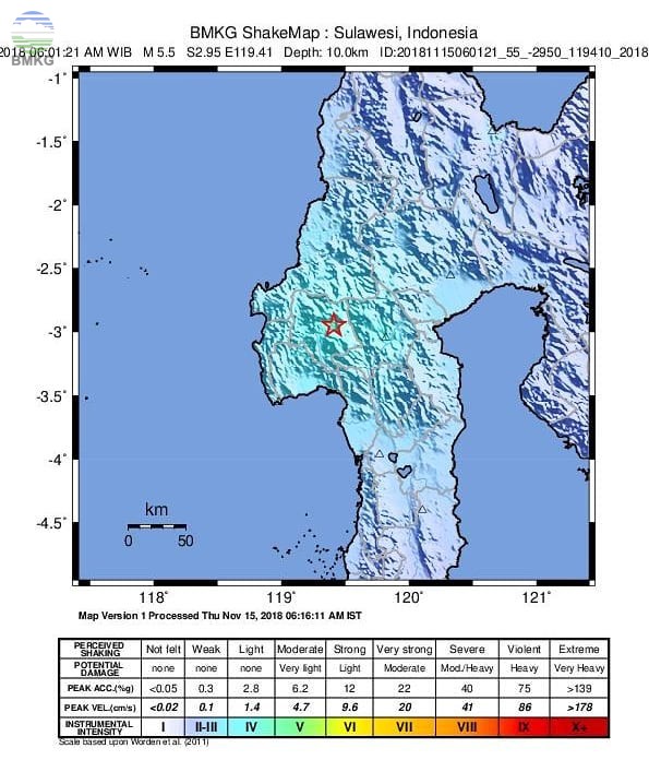 Gempabumi Tektonik M 5,5 Kembali Mengguncang Kabupaten Mamasa