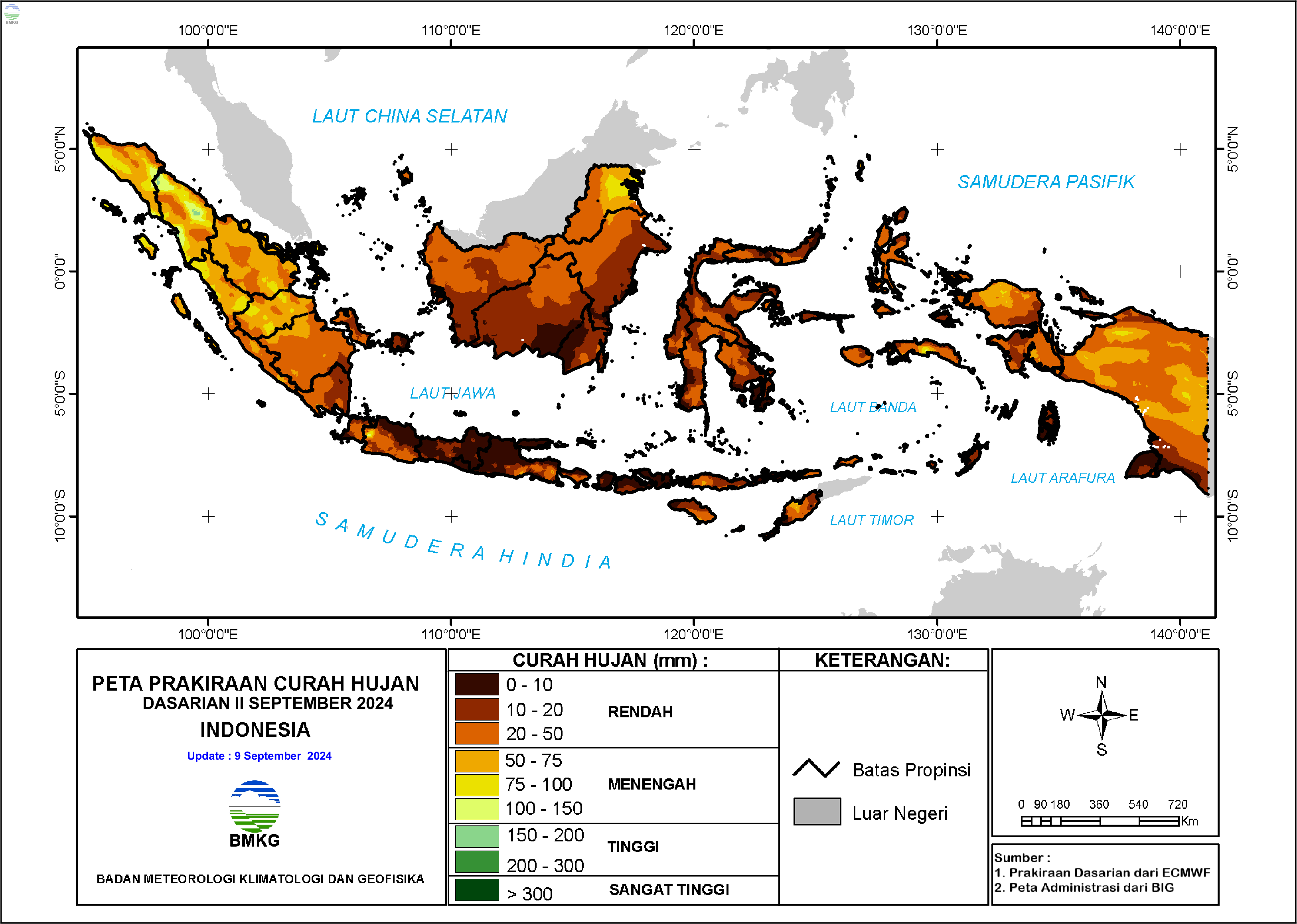 Prakiraan Curah Hujan Dasarian II-III September & I Oktober 2024