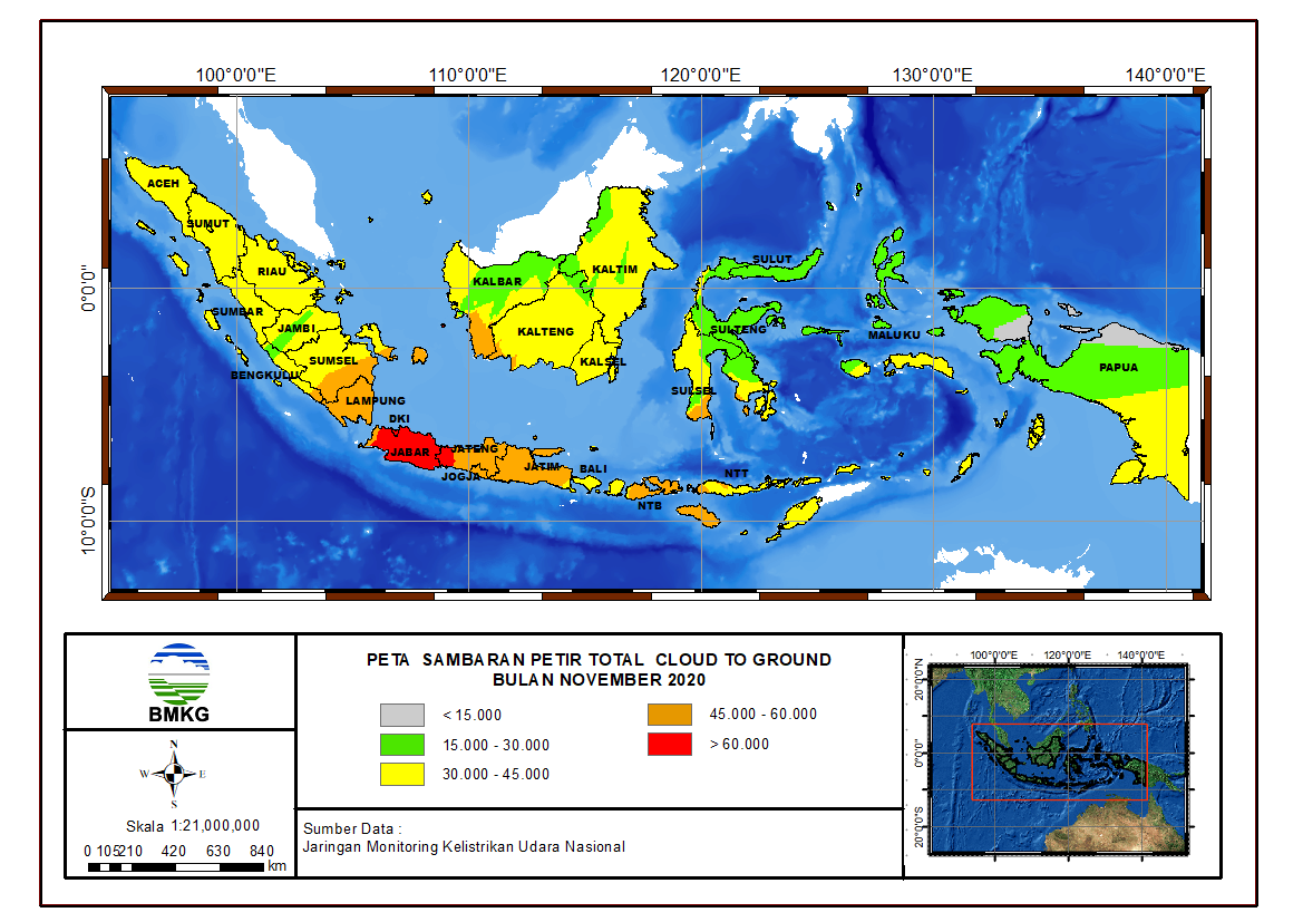 Peta Sambaran Petir Bulan November 2020