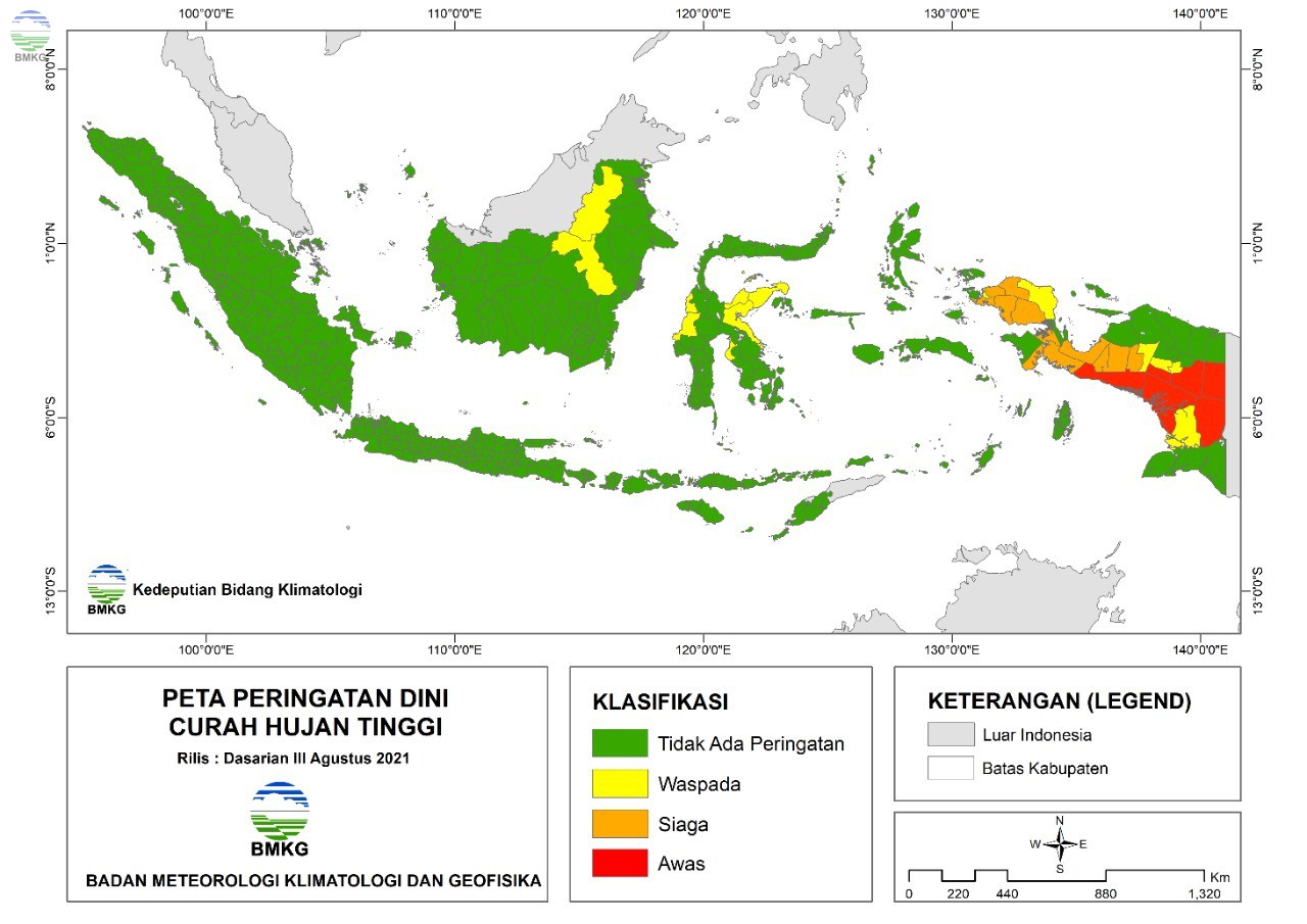 BMKG: Waspada Potensi Curah Hujan Tinggi dan Kekeringan Meteorologis di Indonesia 10 Hari ke Depan